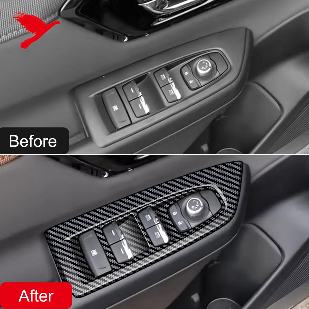 For Subaru Forester 2025 Car Interior Accessories Window Switch Cover Decor Trim Carbon Fiber Style Accessories Black Chrome 4PC