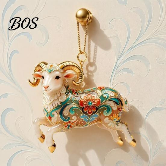 Artistic Pattern Holiday Pendant 2D Acrylic Goat Christmas Ornament, Cute Animal Sheep Hanging Decor for Translucent Gradient Ornament Tree,