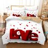 Love Heart Duvet Cover Set King Size Valentines Bedding Set Pink Love Heart Pattern Soft Microfiber fabric For Girls Women Quilt