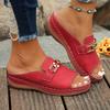 Women's Chain Decorative Wedge Sandals, Casual Open-toed Platform Shoes, Comfortable Sandals