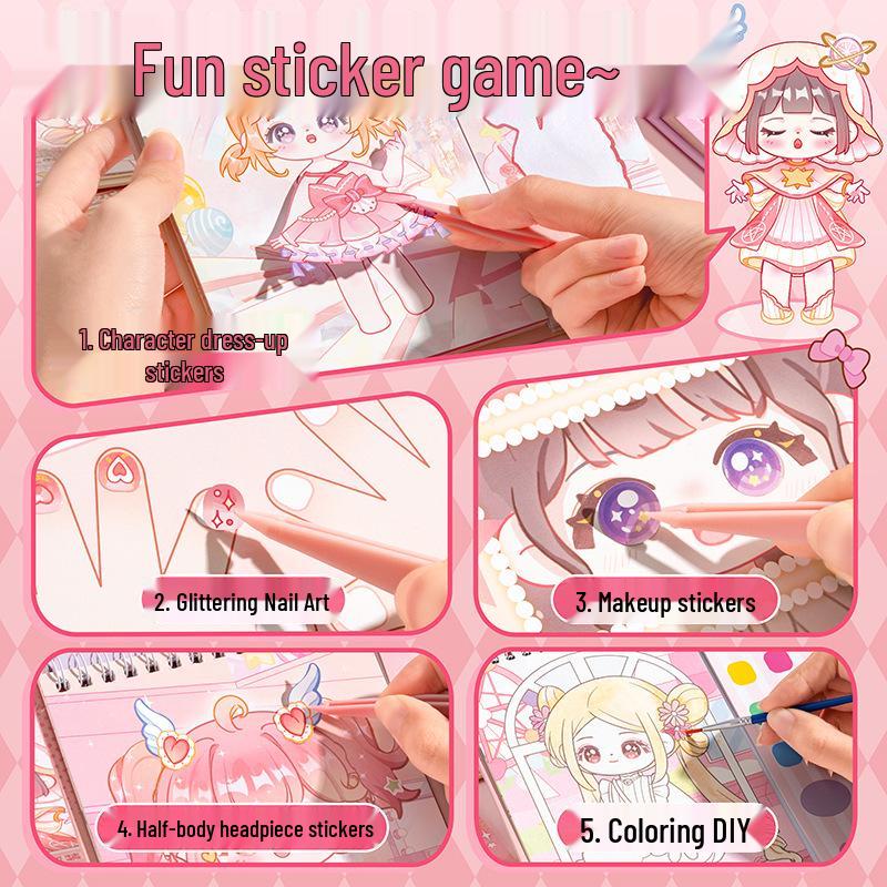 Kaba Bear Princess Dress-Up & Nail Art DIY Sticker Book for Kids