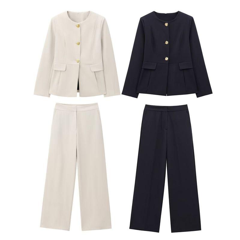 Kaslead New Arrival Women's Fashion Style Flip Suit Outwear Casual Pants 9288507 9287507