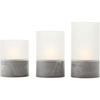 Lot 3 Lampes À Poser LED BOUGIE - 2500K - Plastique Et Verre - Gris Et Blanc Mat