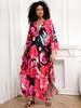 EDOLYNSA Женский халат с красным цветком, свободный кафтан, кафтан, домашнее платье, одежда для отдыха, пляжное платье в стиле бохо, платье Moo Moo с запахом Q1289