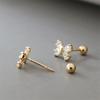925 Sterling Silver Plating 14K Gold Zircon Bow Screws Earrings for Women Korean Exquisite Jewelry Birthday Gift