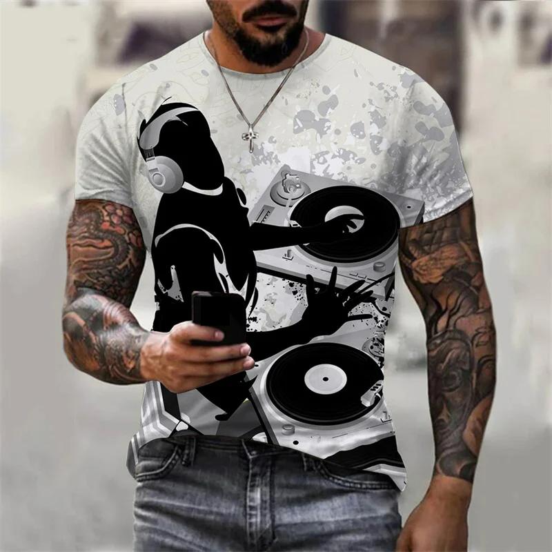 Модная футболка DJ для мужчин, футболки с 3d принтом, дискотека с коротким рукавом, летняя мужская одежда, топы для вечеринок, повседневная футболка в стиле хип-хоп, уличная одежда