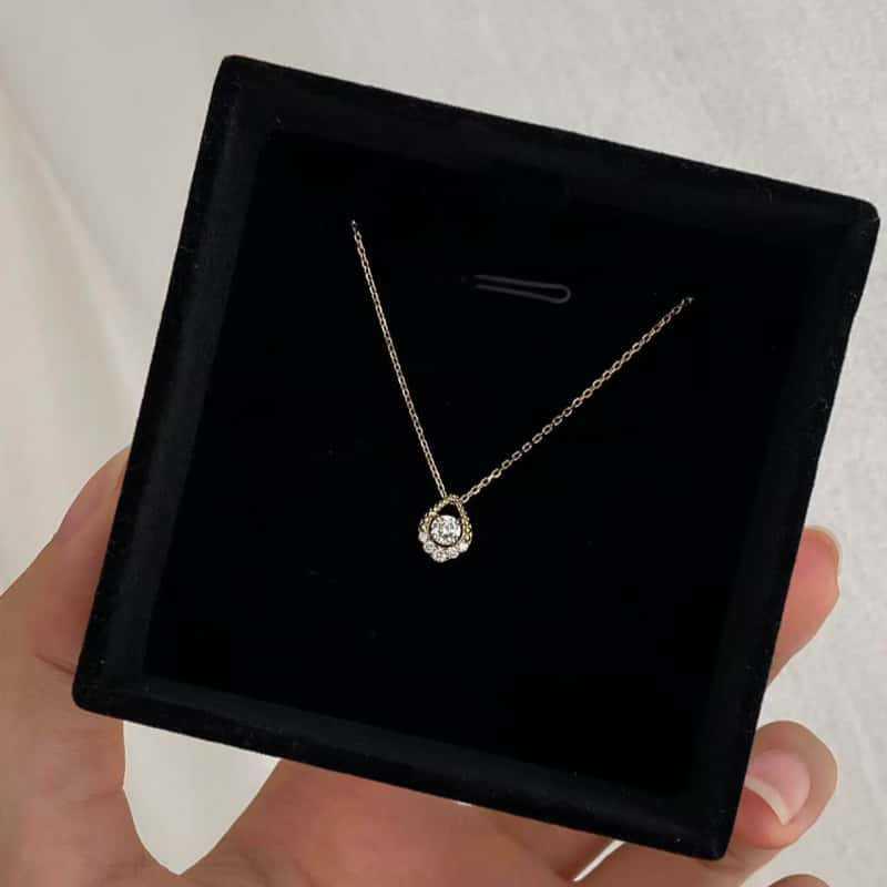 Серебряное ожерелье S925 в форме капли со звездой и цирконом для женщин – Высококлассный дизайн в стиле легкой роскоши