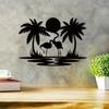Metal Flamingo Palm Tree Sunset Sign - Vibrant Wall Décor, Ideal for House, Bedroom, Living Room, and Perfect Housewarming Gifts