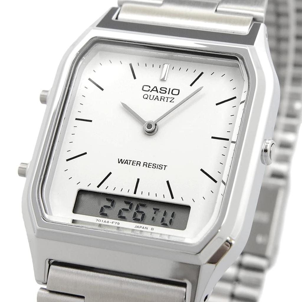Casio Металлические Серебристые Унисекс AQ-230A-7D / AQ230A-7D Аналогово-Цифровые Часы, Ремешок, Циферблат