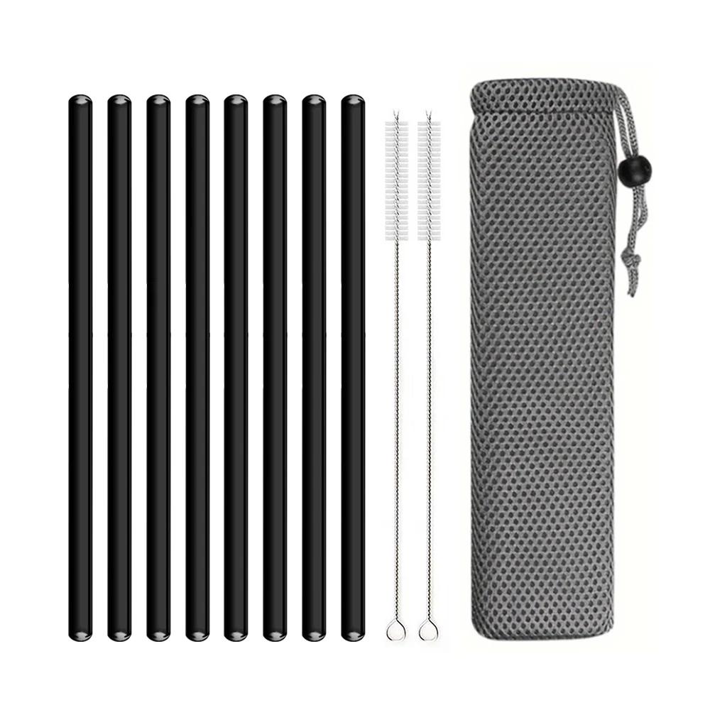 200*8 мм многоразовый стеклянный набор соломинок из боросиликатного стекла для коктейлей соломка здоровая экологически чистая питьевая соломинка с прозрачной кисточкой