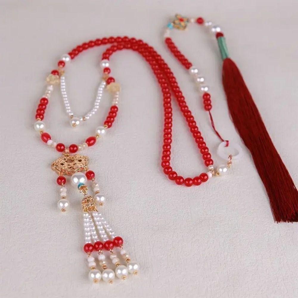 Chinese Style Hanfu Ruyi Pendant Tang Ming Song Dynasty Long Tassel Necklace Girls