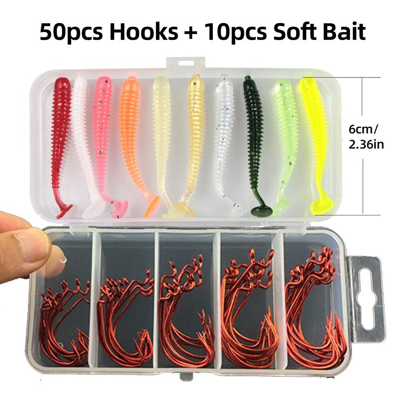 Крючок для ловли воблеров Texas Rig Lure Fishing Hook Set Крючок из высокоуглеродистой ванадиевой стали