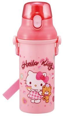 Skater Бутылка для питья, можно мыть в посудомоечной машине, Сделано в Sanrio Hello Kitty, Фантазийные закуски, Детская бутылка, Пластик, 480 мл, Открывание одним нажатием, Безопасная, Япония, &