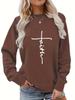Women's Autumn/Winter Easter Print Plus Velvet Hoodie with Back Tie Collar