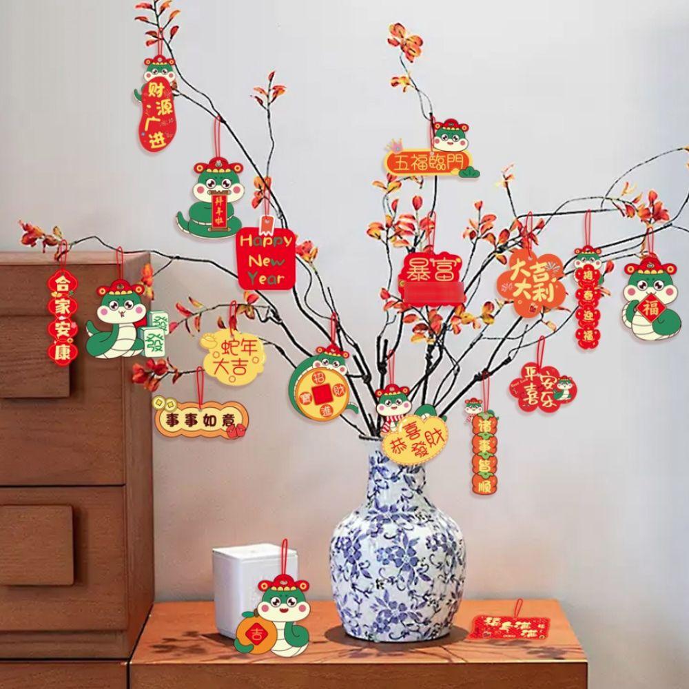 16/18 шт. Подвеска с благословением в виде китайского Нового года, горячая штамповка, подвесная открытка для растений в горшках, сад