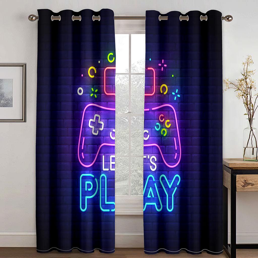 Lightening Game Cool Gamepad Switch Boy Window Curtains Blinds For Living Room Kids Bedroom Bathroom Cuicten Door Home Decor2Pcs