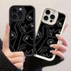 JT67 Черный Эстетичный Линейный Телефон для iPhone 17 16 Pro Max Samsung S26 S25 Ultra A17 A16 A07 A56 Xiaomi 15T Redmi Note 14 Pro Plus Мягкий Чехол-Крышка из ТПУ