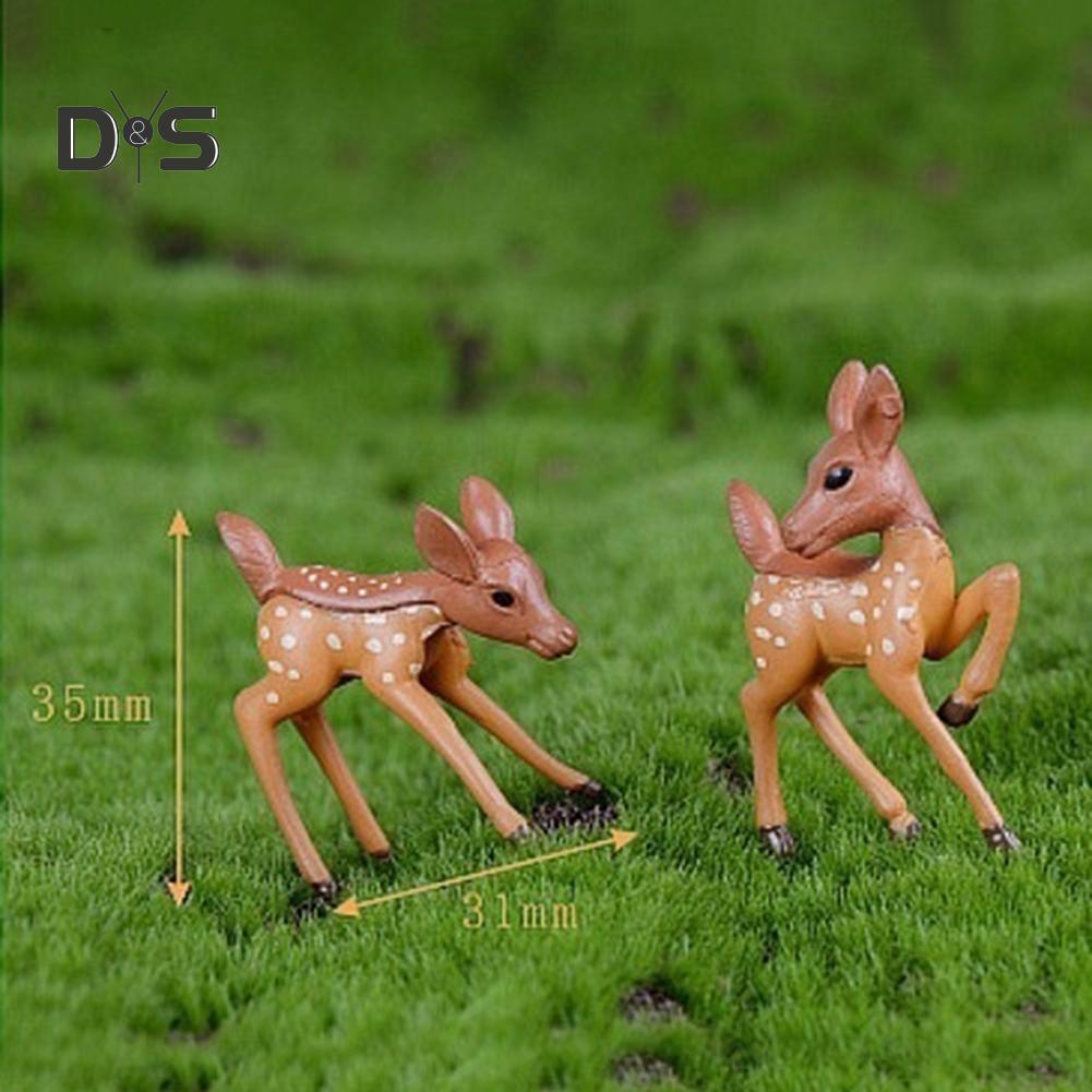 Lovely Couple Deer Mini Craft Micro Landscape Bonsai Garden Home Decor
