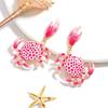Vintage Crab Earrings Unique Crab Claw Stud Earrings Personality Pink Crab Ear Stud Girls