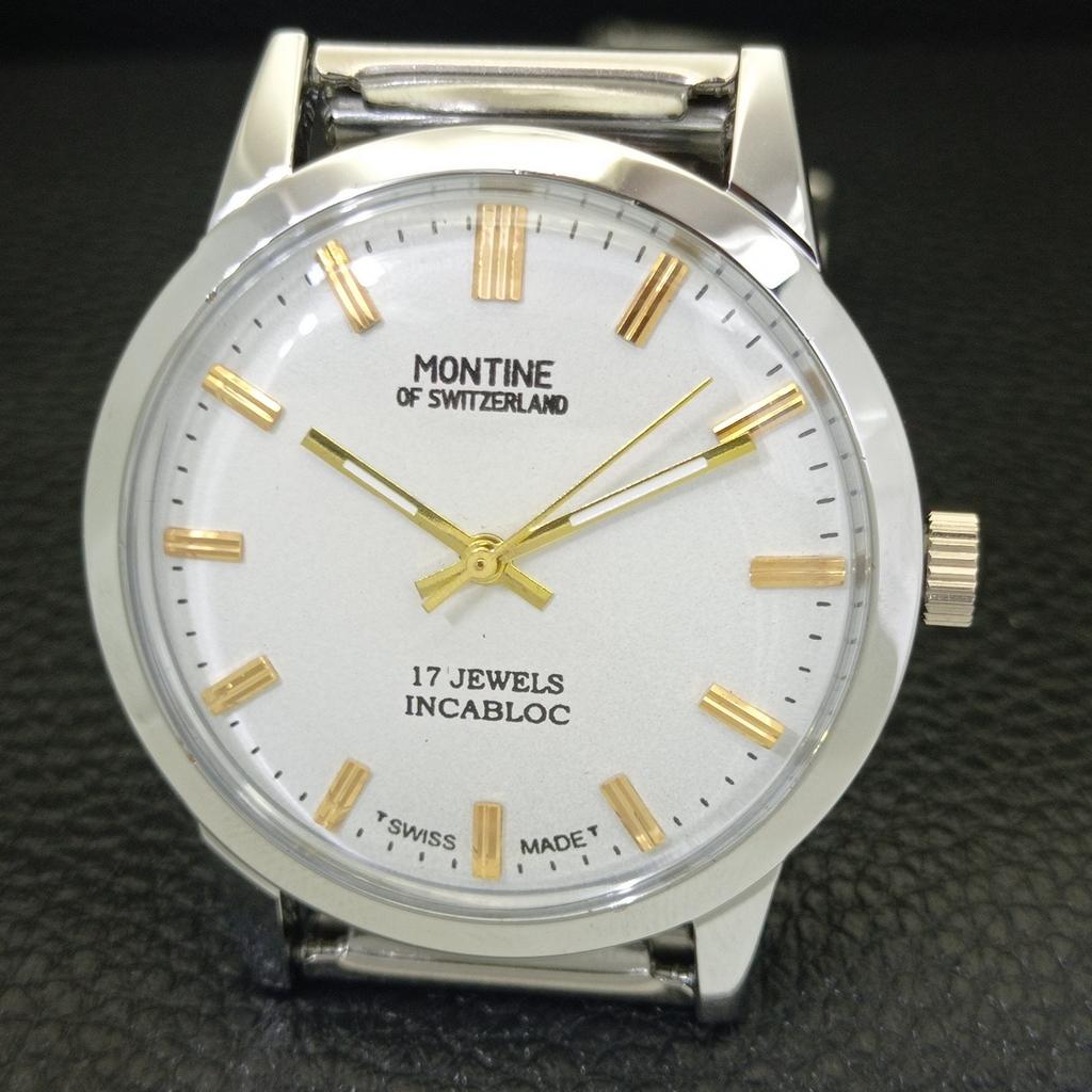 ВИНТАЖНЫЕ ЧАСЫ MONTINE С РУЧНЫМ ЗАВОДОМ, ШВЕЙЦАРСКИЕ, МУЖСКИЕ, С БЕЛЫМ ЦИФЕРБЛАТОМ, a441566-5