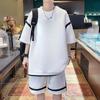 Летняя футболка с коротким рукавом Повседневный костюм из двух предметов для мальчиков Свободные шорты из ледяного шелка Красивый Универсальный Молодежный Тонкий костюм