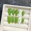 HANDMADE Artificial Nail Zodiac Signs - Libra Almond Hand Painted Green Phototherapy Nails Fake Nails Reusable and Removable Nails