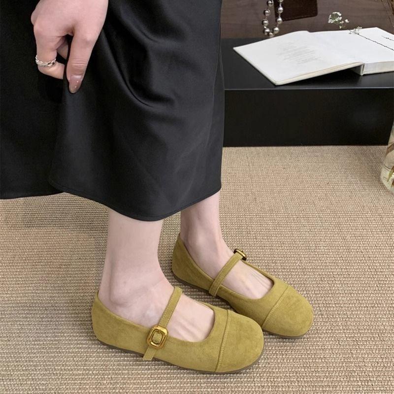 Shallow Single Shoes Women's Spring New Retro Gentle Fairy Mary Jane Women's Shoes Flat Beanie Shoes