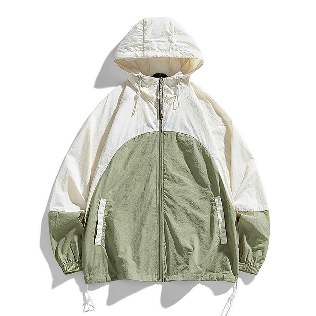 Летняя унисекс модная однотонная тонкая куртка на молнии с капюшоном и солнцезащитным козырьком
