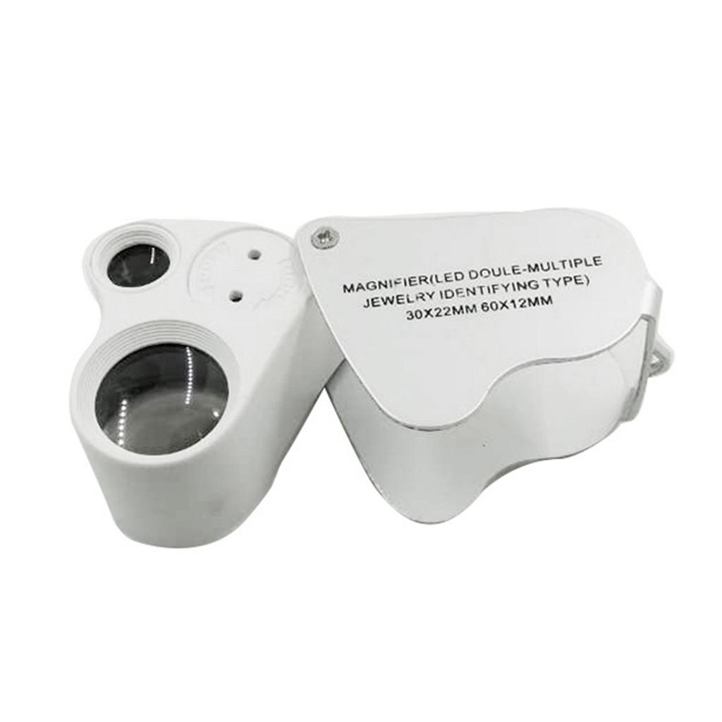 Лупа 30x60 Ювелирная лупа Складная лупа со светодиодной подсветкой для бриллиантов, драгоценных камней, ювелирных изделий, марок