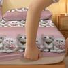 1 Piece Of Lovers Cute Cat Pattern Frosted Bedsheet, Bedroom Printed Bedspread, Bedding (Excluding Pillowcases)