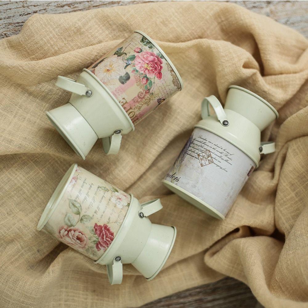 Nordic Metal Flower Vase Small Iron Jar Container Durable Vase Bucket Office