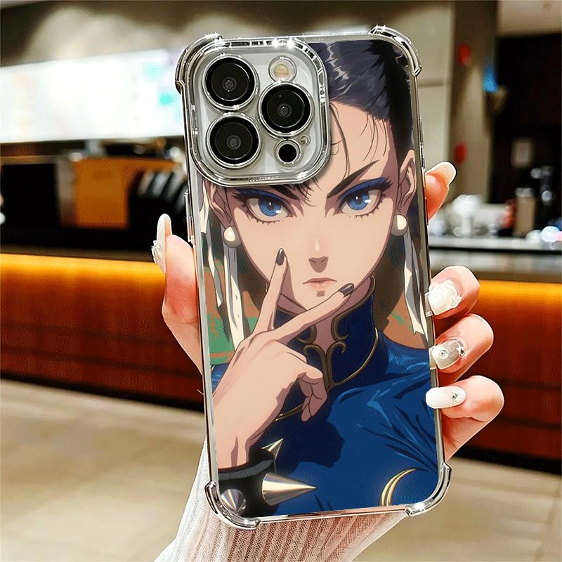 ChunLi S-Street F-FighterS Plating Phone Case For Iphone 16 17 Pro Max Air 16E 14 15 Plus 12 13 Mini Anti-Fall Airabag Cover