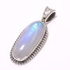 Натуральный Радужный Лунный Камень Драгоценный Камень 925 Проба Цельный Стерлинговый Серебряный Подвеска 1.30" I9r88