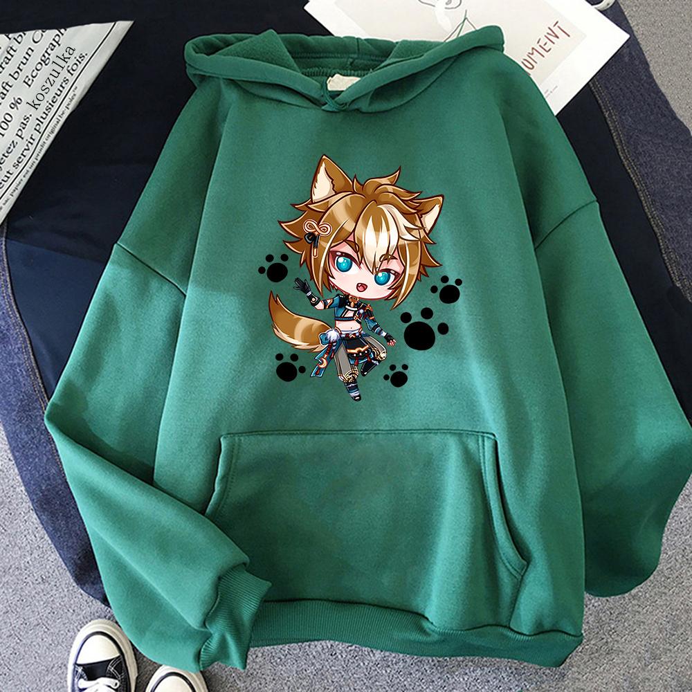 Gorou толстовка женская Harajuku графический Genshin Impact толстовки унисекс зимние мультфильм эстетические пуловеры кофты Genshin толстовка