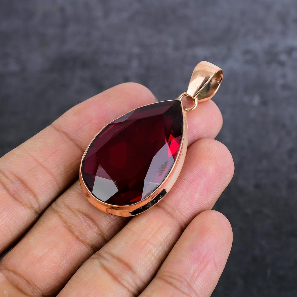 Подвеска из меди с драгоценным камнем мозамбикский гранат 2,21 дюйма b1u01