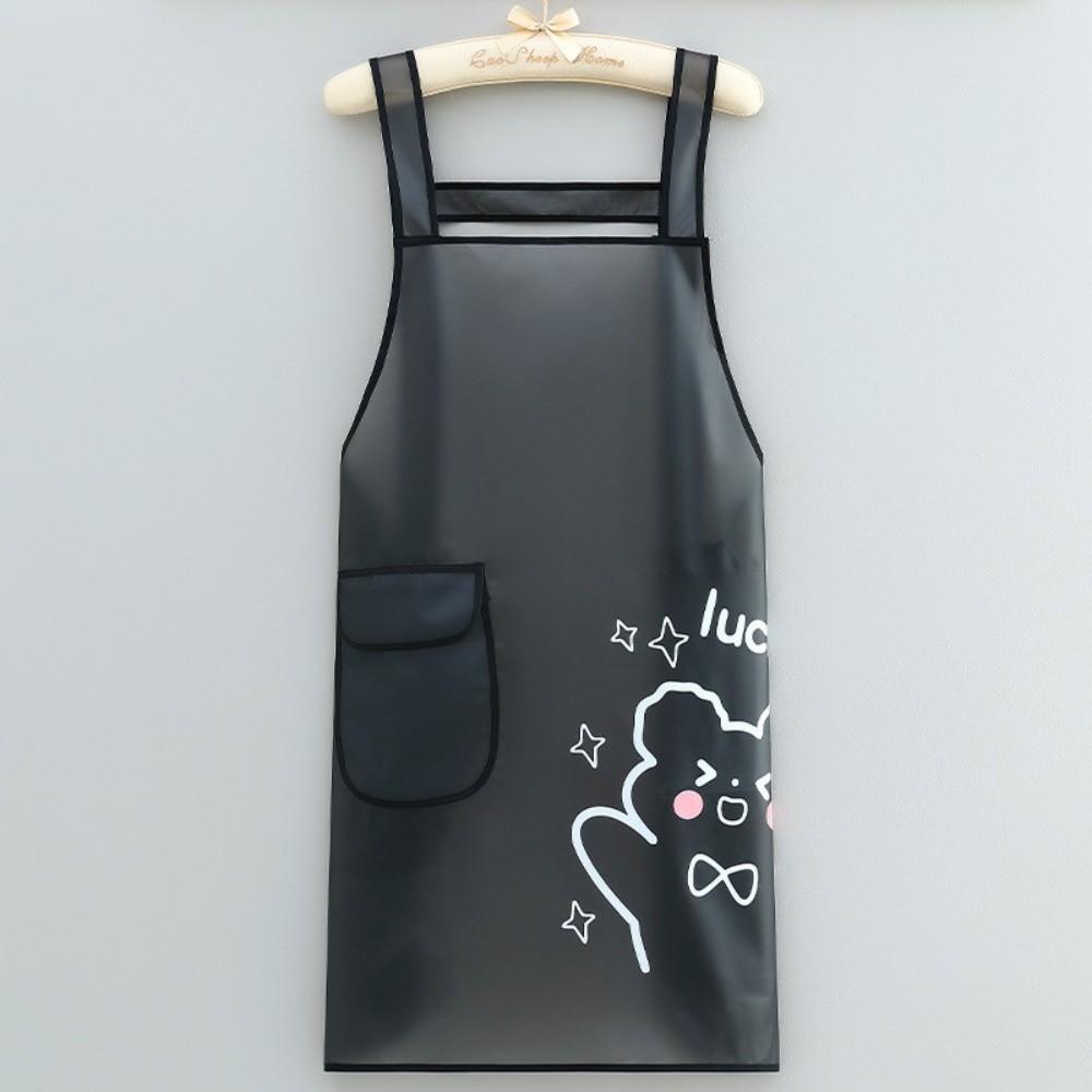 Transparent Waterproof TPU Apron Dirt-Proof Oil Resistant Apron Cartoon Cleaning Aprons Home Use
