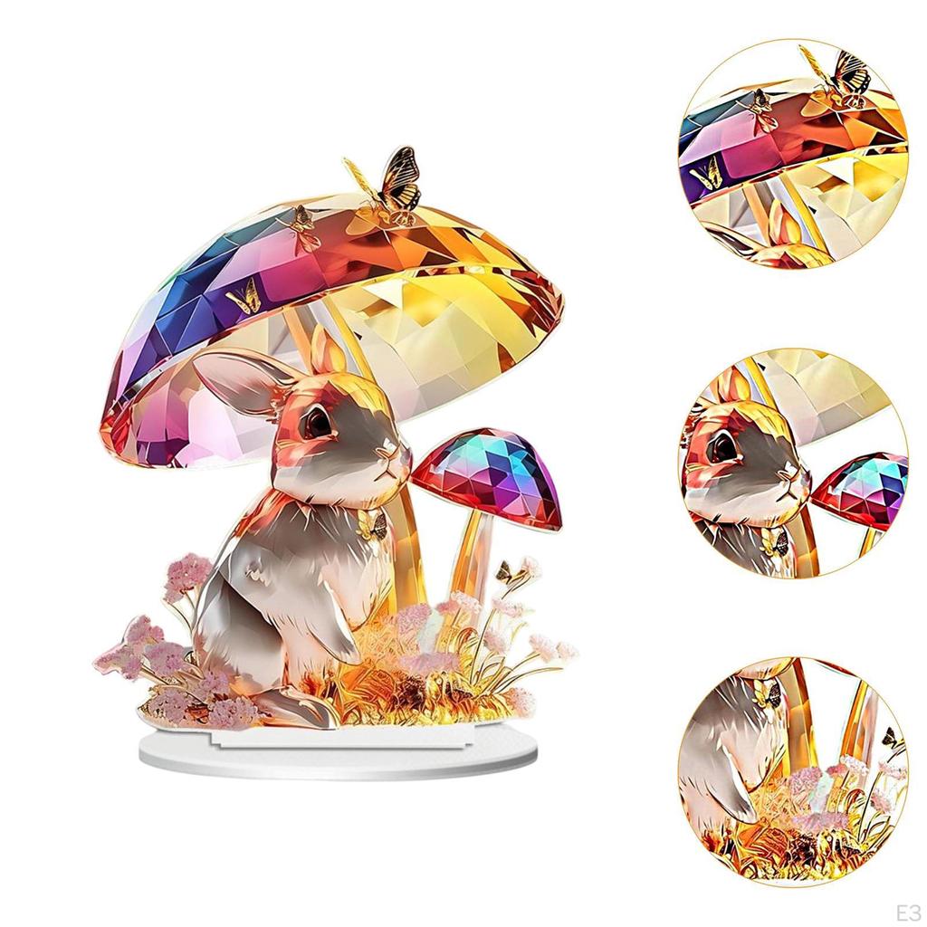 2D Bunny Ornament Acrylic Rabbit Design for Festive Tabletop Display