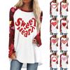 Women's Fashionable All-match Long Sleeve Mid-Length Valentine's Day Love Heart Print Top