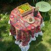 Chinese Style Tablecloth Geometric Jacquard Lace Trim Dustproof Decorative Table Cover Home