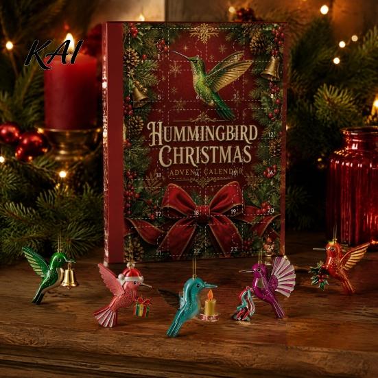 Decorative Bird Charms Hummingbirds Advent Calendar 2026, 24 Days Christmas Countdown with Colorful Animal Ornaments Pcs 2D Acrylic Hummingbird