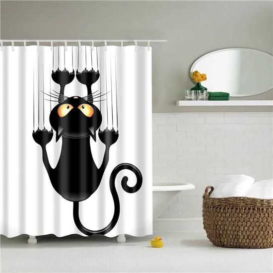 Cartoon Animals Deer Zebra Butterfly Pattern Bathroom Shower Curtains Fabric Waterproof Polyester Bath Curtains with 12 Hooks