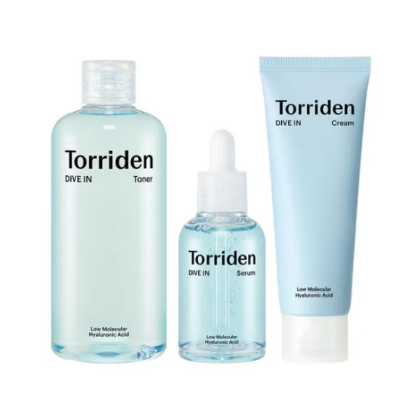 TORRIDEN DIVE-IN Низкомолекулярная гиалуроновая кислота 3 шт. (Сыворотка 50 мл + Тоник 300 мл + Крем 80 мл) Набор для глубокого увлажнения кожи