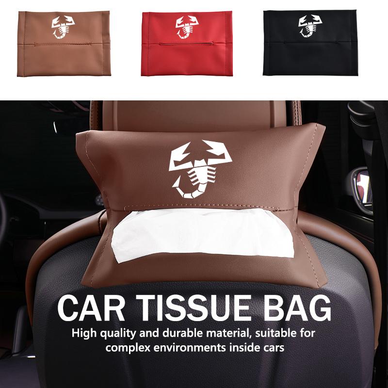 Car Styling Tissue Bag Armrest Box Paper Towel Interior Organizer Accessories For Abarth FR FIAT 124spider 500 Albea Astra Stilo EK1