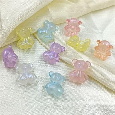Креативные модные милые 10 шт. DIY ювелирные аксессуары, 6 цветов, ожерелье с горизонтальным отверстием, бусины в виде медведя, мультяшный кулон, флуоресцентный цвет