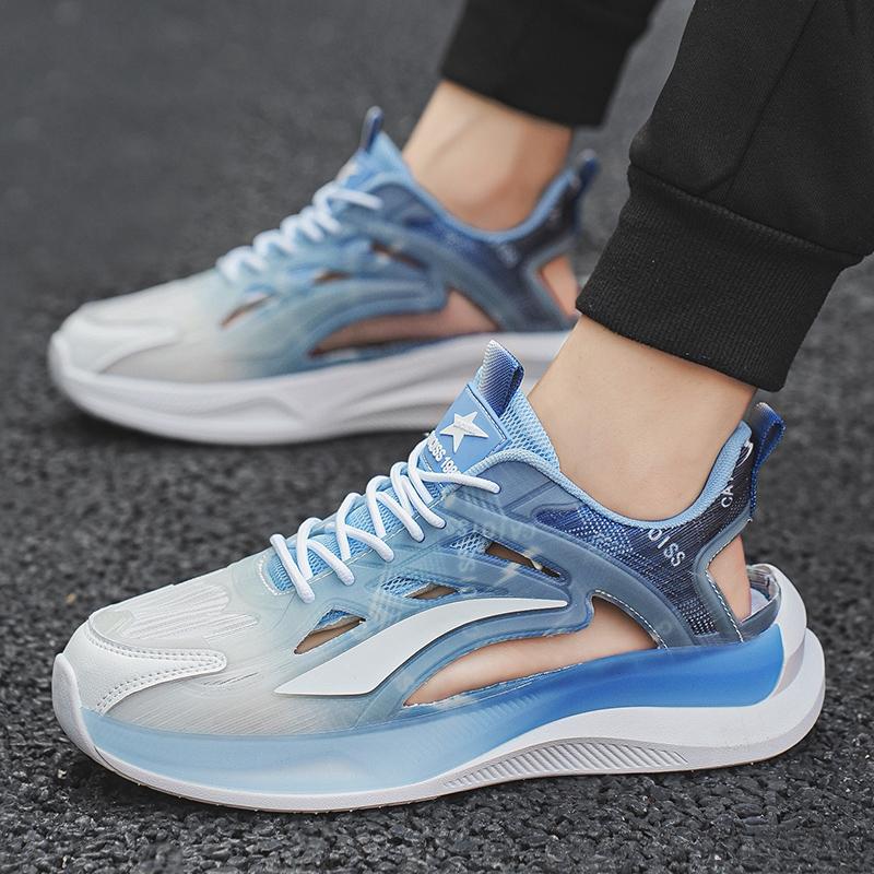 Мужские спортивные сандалии, летние женские пляжные туфли, белые школьные сетчатые кроссовки для бега, парная обувь, дышащие, большого размера