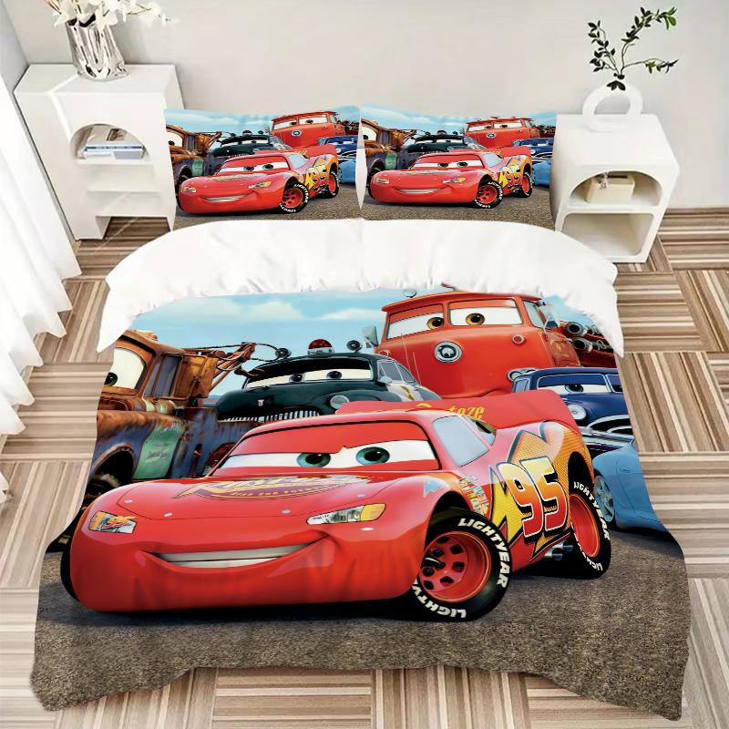 3Pcs Cars Movie Adventure Bedding Set Quilt Cover Pillowcase Home Christmas Xmas Halloween Gift 1 Duvet Cover 2 Pillowcase M924257
