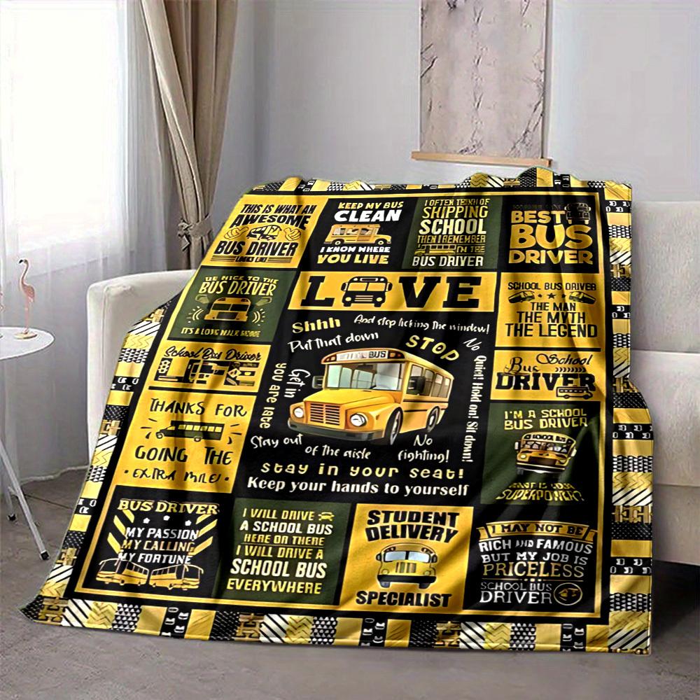 1pc bus driver Blanket, Lightweight Flannel Throw For Sofa, Bed, Travel, Camping, Livingroom, Office, Couch, Chair