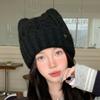 Polyester Cat Ear Beanie Warm Winter Beanie Hat Cute Face Slimming Hat  Outdoor Wear