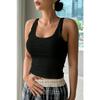 Women's Black Camisole Fabric Wide Strap Crop Blouse