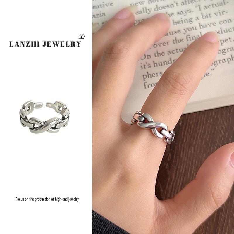 Тайское серебро Женское наборное кольцо - Серебро 925 пробы, Нишевый дизайн, Простые и универсальные украшения